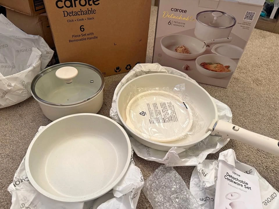 Nonstick Ceramic Cookware Set with Detachable Handle