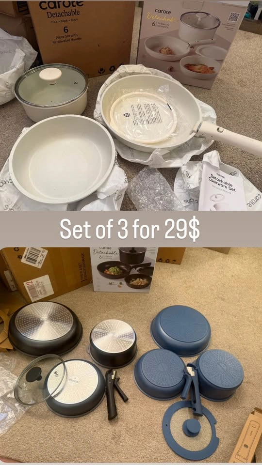 Nonstick Ceramic Cookware Set with Detachable Handle - photo 3