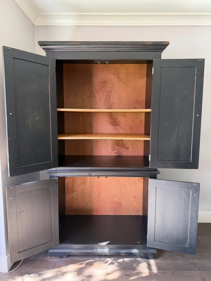 Solid Wood Black Distressed Armoire / Pantry Cabinet - photo 4
