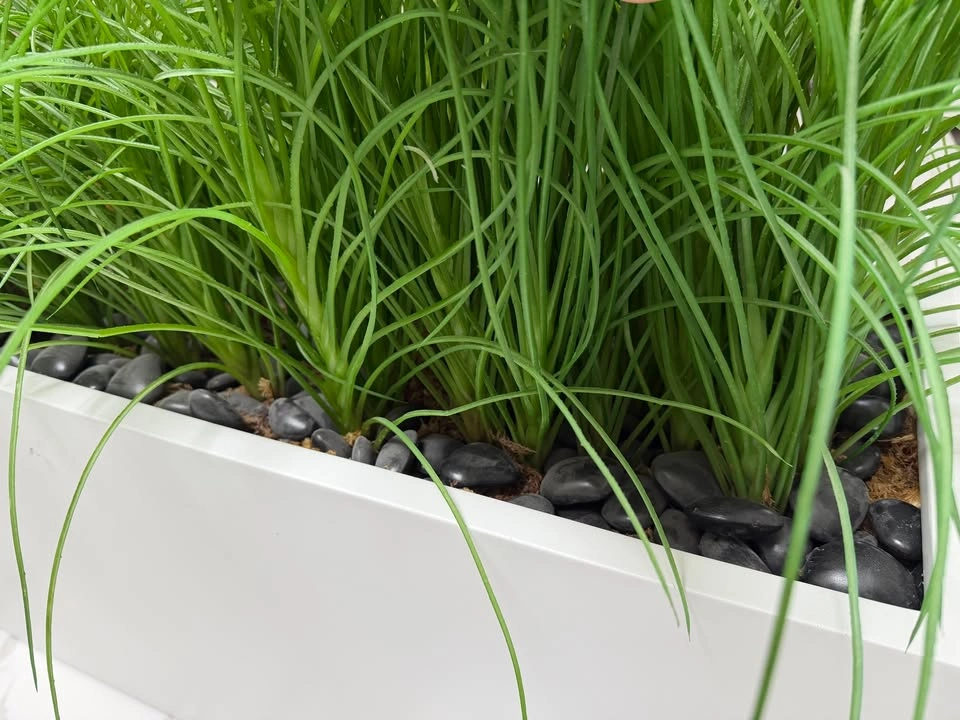 Premium White Trough Planter w/Faux Grass – 42" W - photo 3
