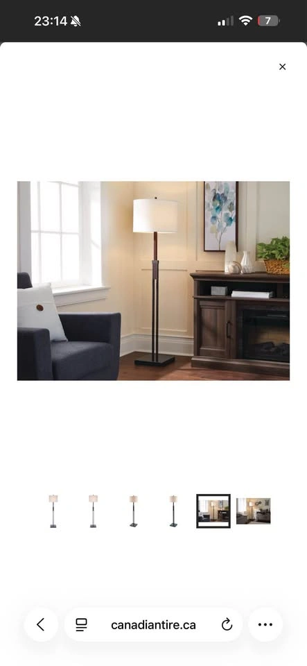 Canvas Avery White Fabric Shade Floor Lamp - photo 4