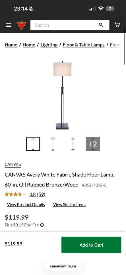 Canvas Avery White Fabric Shade Floor Lamp - photo 5