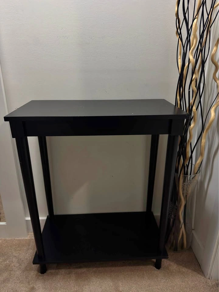 Black Console Table with Lower Shelf