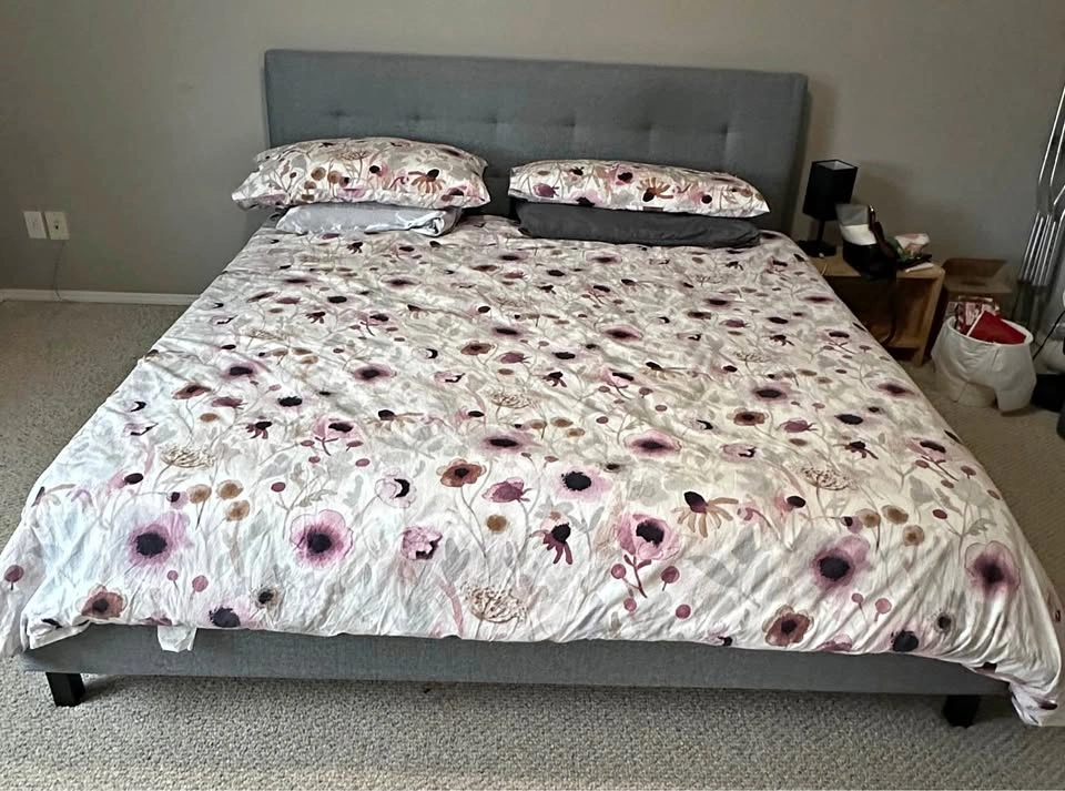King size Endy mattress and heather grey bed frame