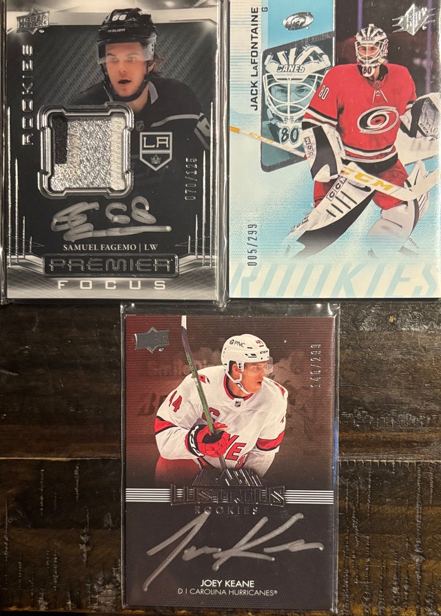 3 Card Lot - Black Lustrous (RC) /299, Lafontaine /299, Fagemo /