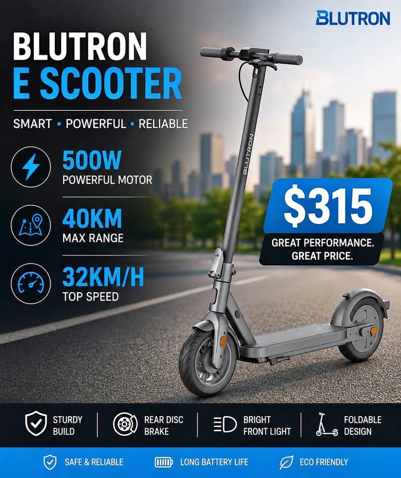 Bluetron Electric Scooter (40km Range, 32km Speed)