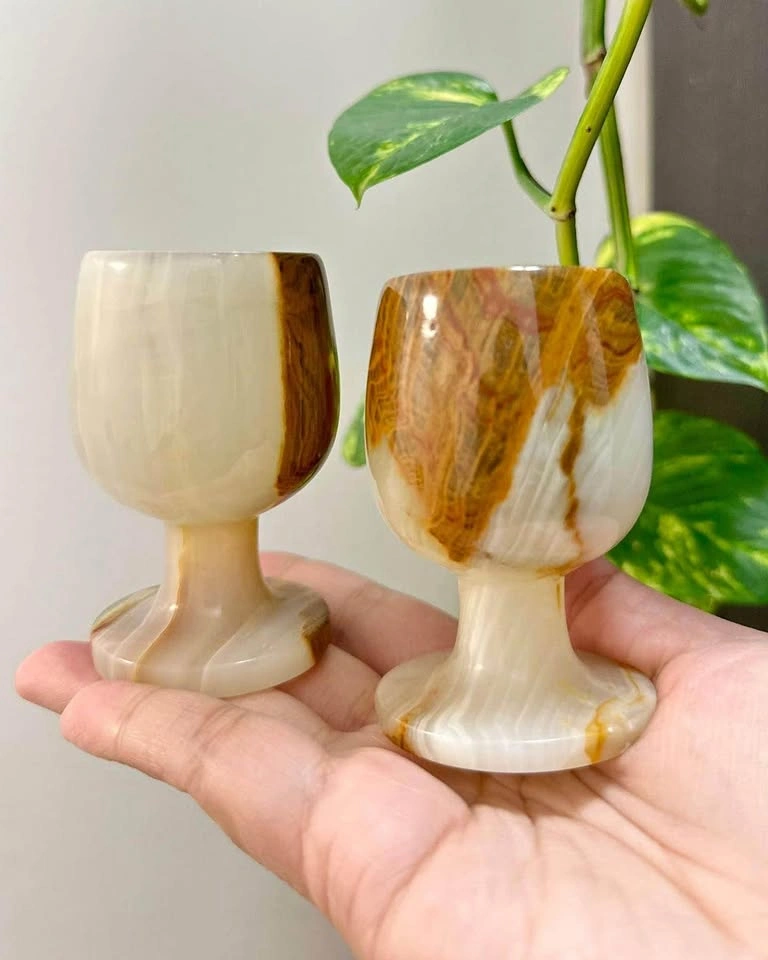 Pair of Vintage Onyx Goblets