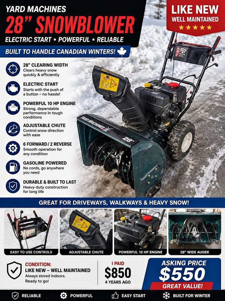Yard Machines 28" Snowblower