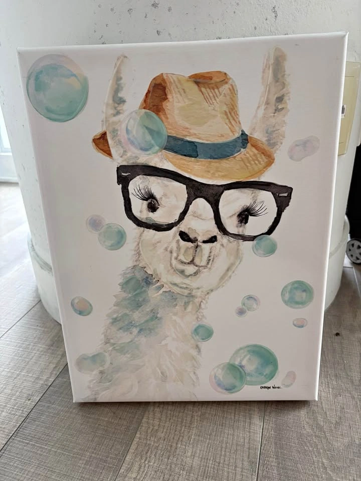 Cute Lama Canvas Wall Art (30x40 cm)