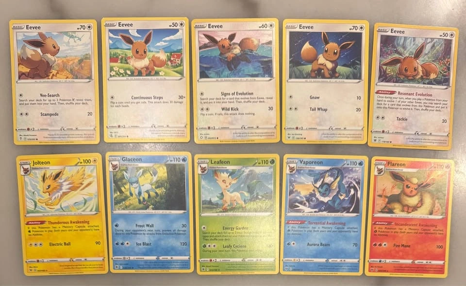 Pokemon cards eeveelution set