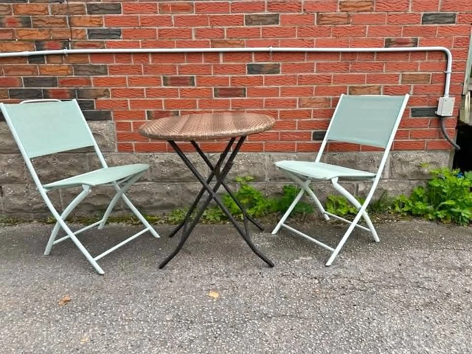 Patio Bistro Set – 2 Foldable Chairs + Table