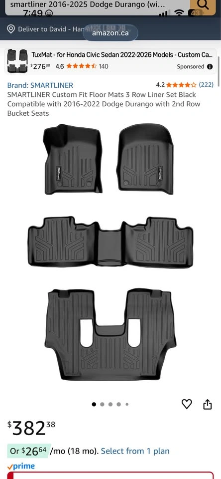 SMARTLINER 3D Custom Fit Floor Liners Dodge Durango - photo 3