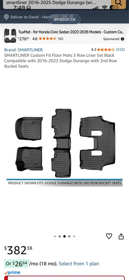 SMARTLINER 3D Custom Fit Floor Liners Dodge Durango - photo 5