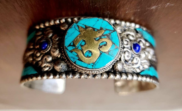 Tibetan Mosaic Om Cuff Bracelet