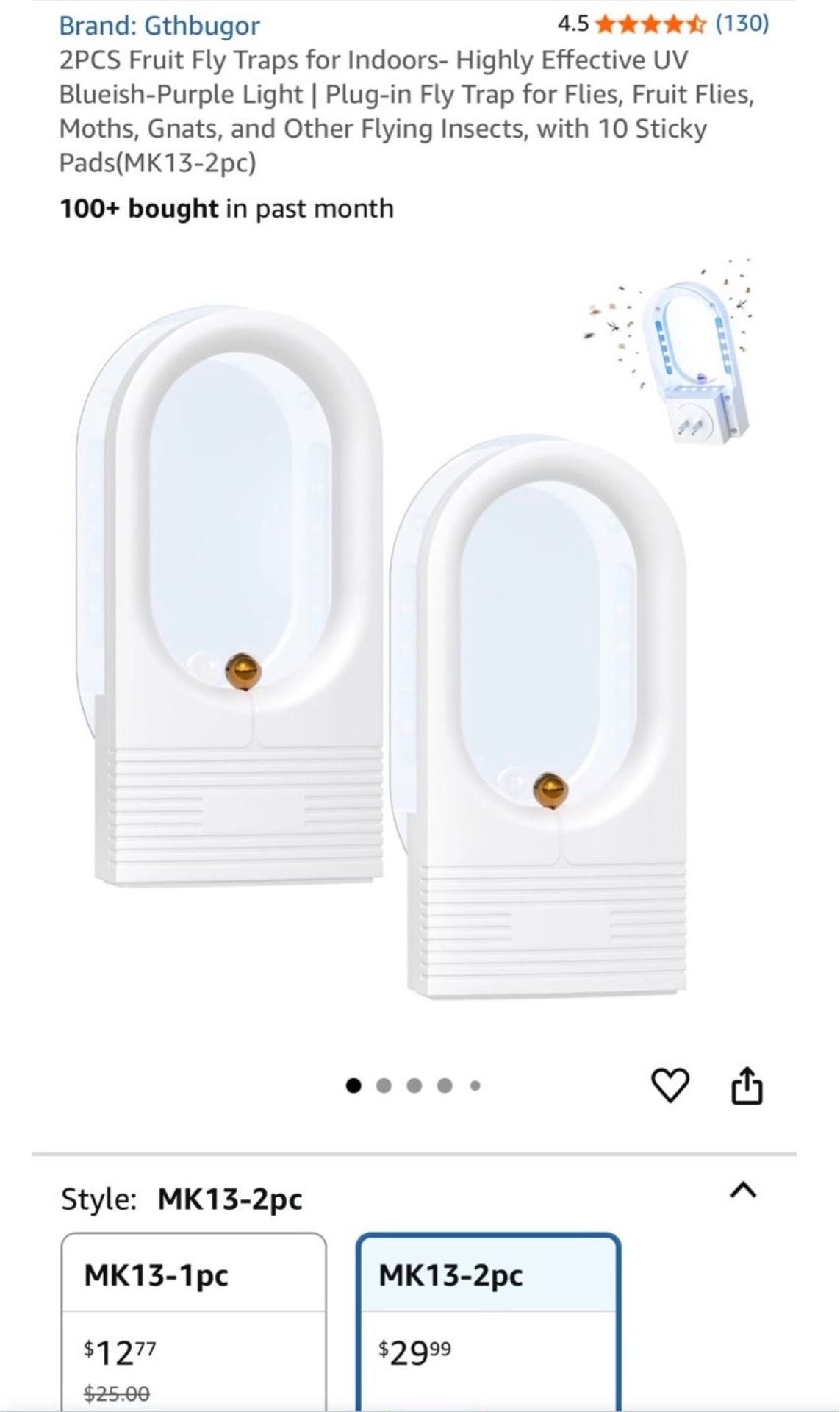 2PCS Fruit Fly Traps for Indoors - UV Light - photo 4