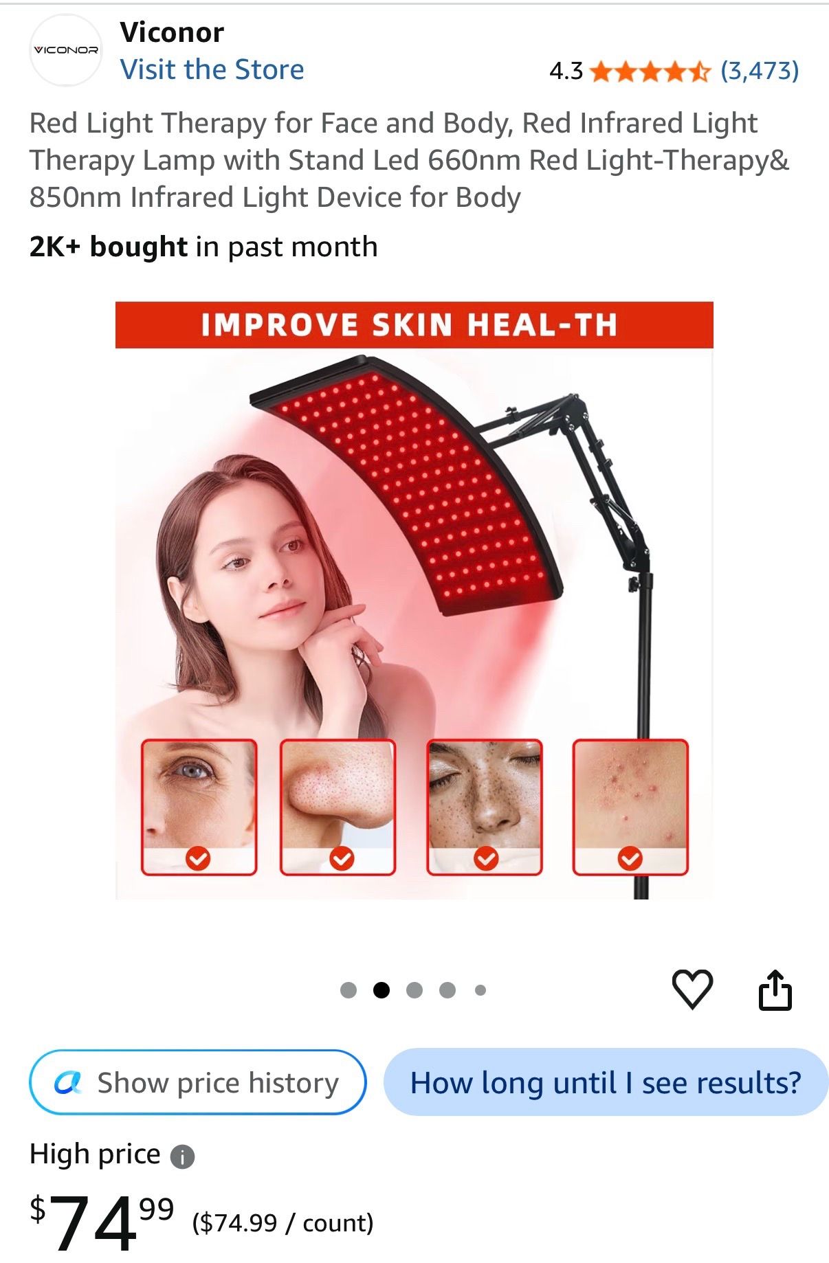 Red Light Therapy Lamp for Face and Body with Stand - photo 4
