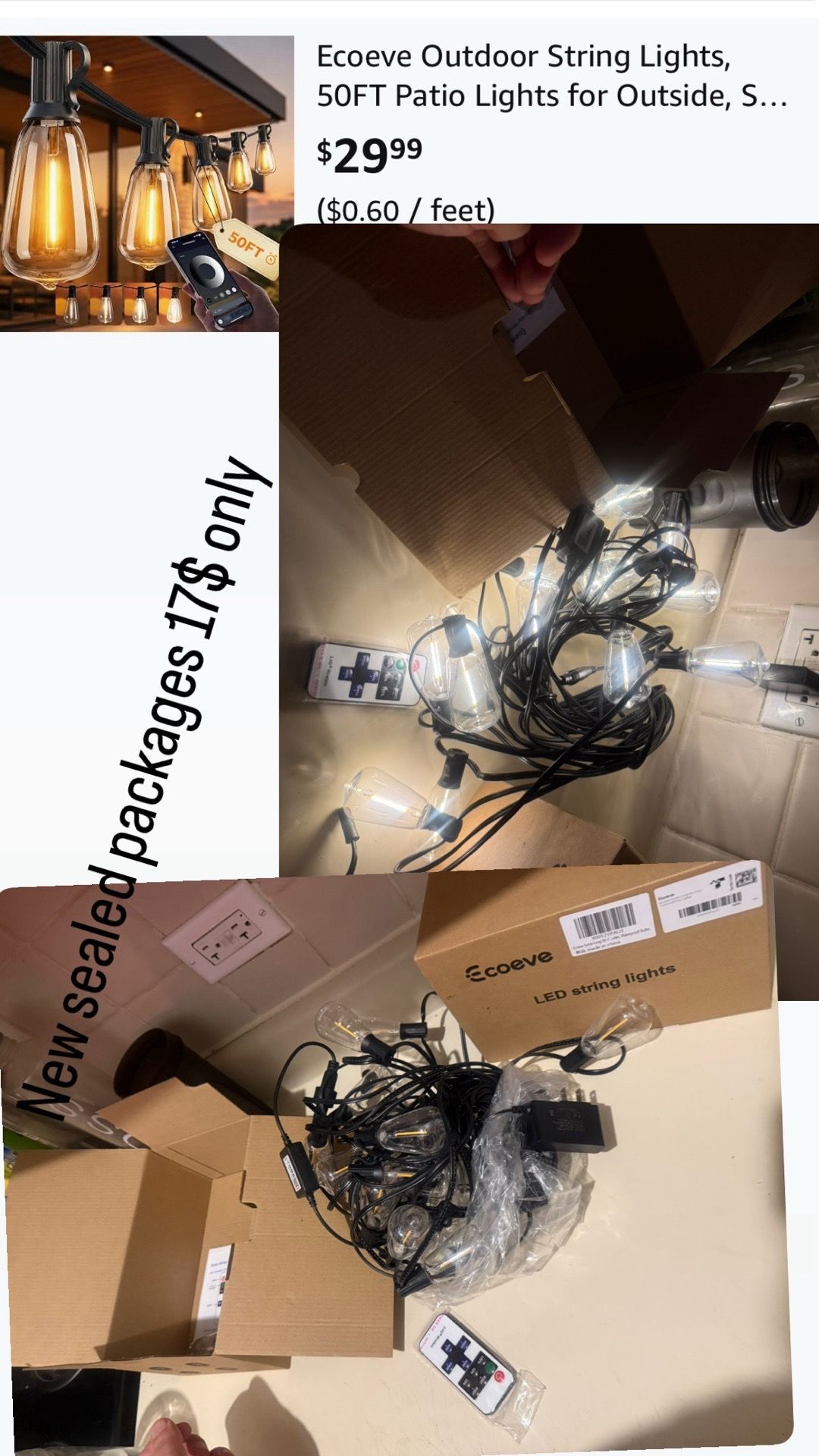 Outdoor String Lights, 50FT Smart Patio Lights