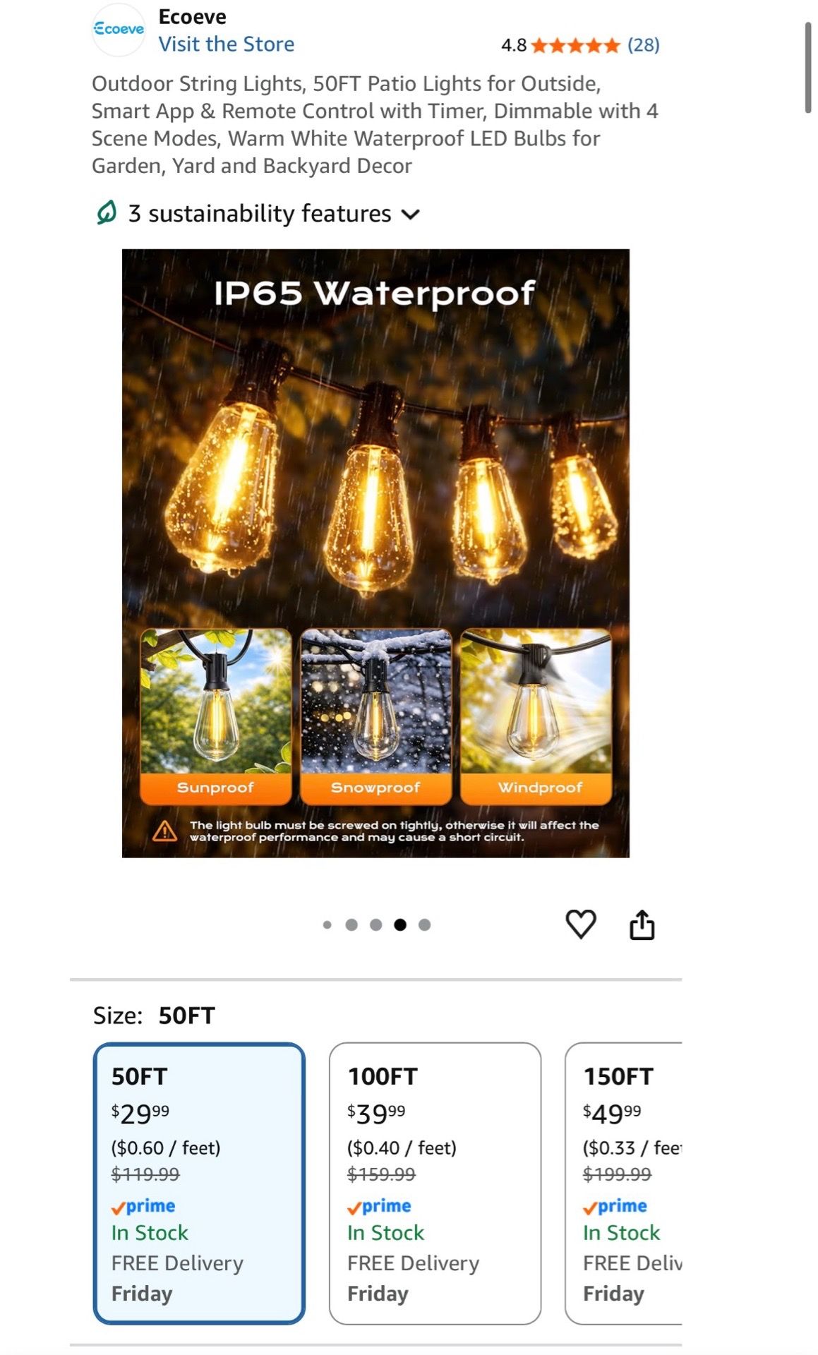 Outdoor String Lights, 50FT Smart Patio Lights - photo 3