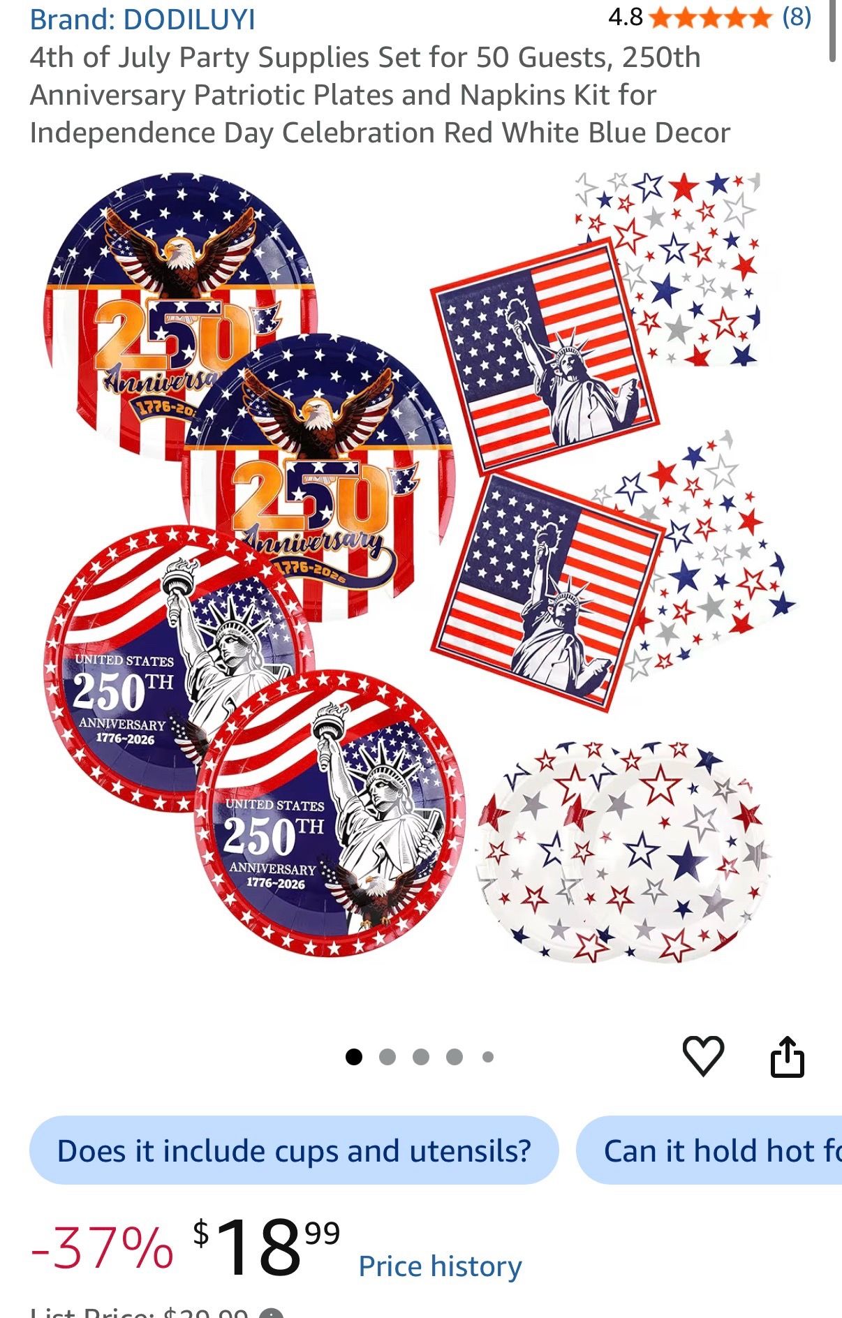 4th of July Party Supplies Set for 50 Guests - photo 2