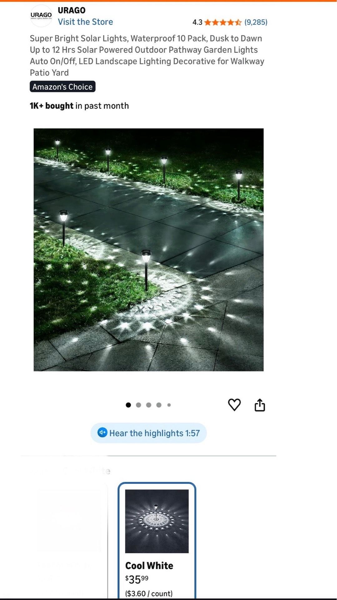 10 Pack Super Bright Solar Outdoor Pathway Garden Lights - photo 4