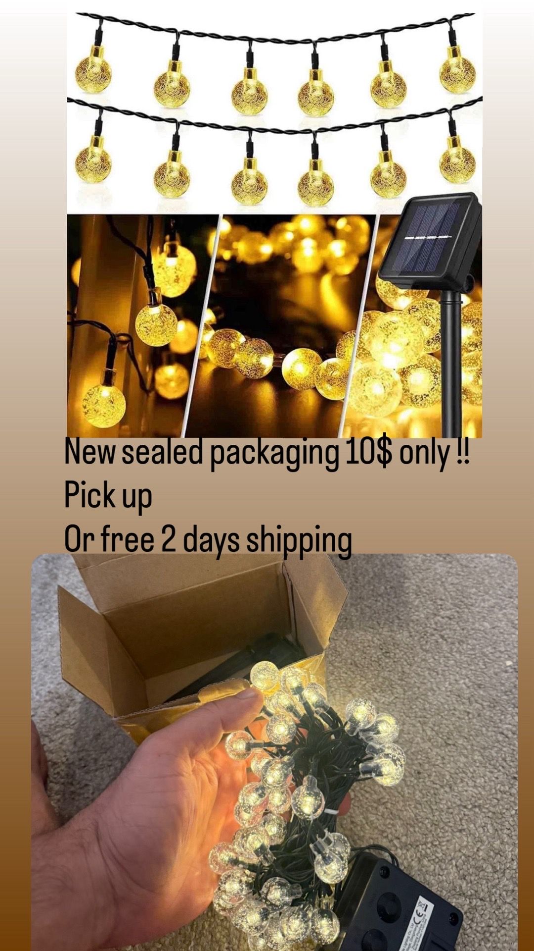 Solar String Lights Outdoor Waterproof 50LED Crystal Globe - photo 5