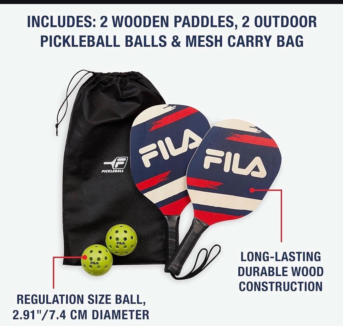 Pickleball Paddles Set of 2 with Balls and Mesh Bag - photo 3