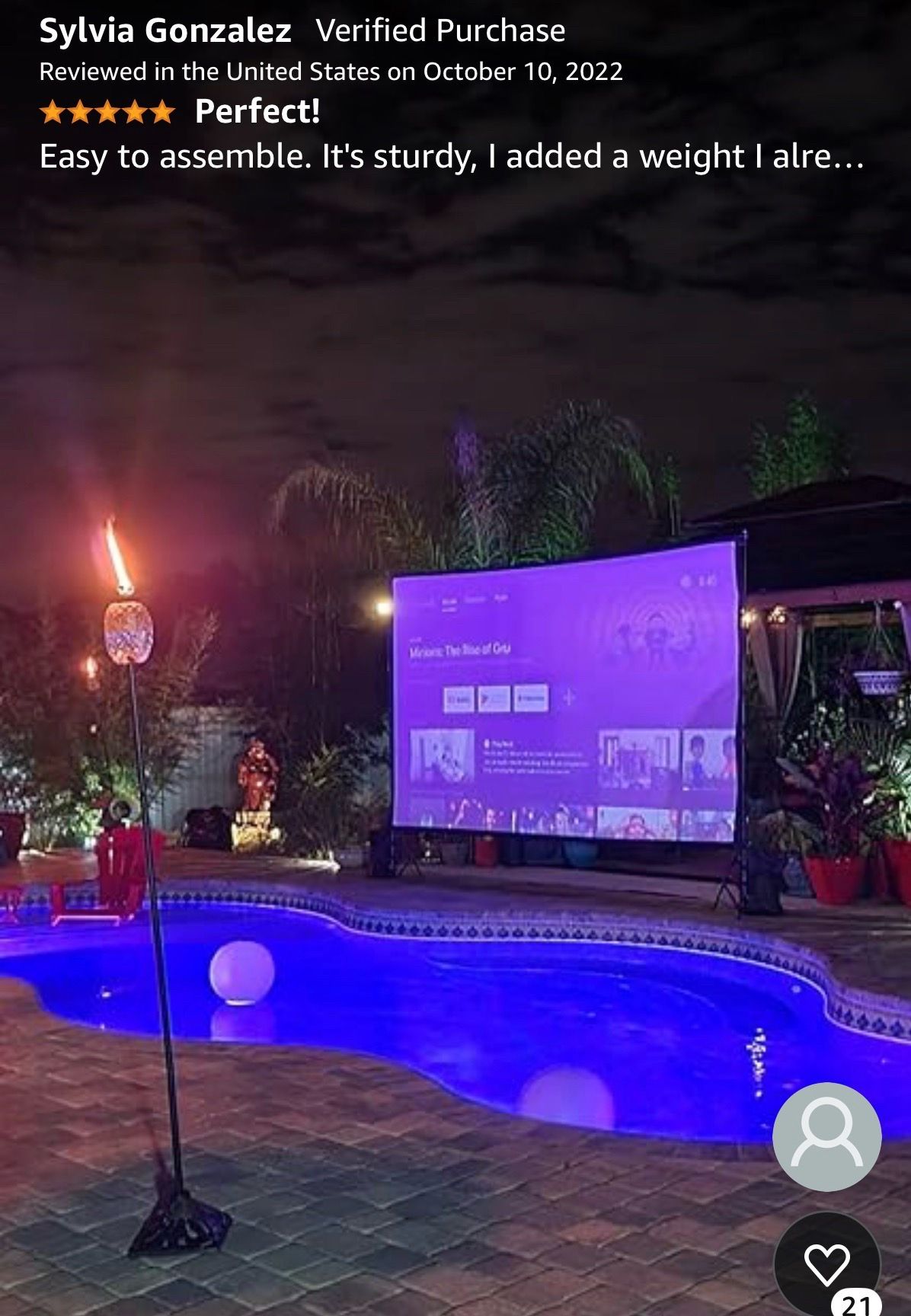150 inch Portable Projector Screen with Stand and LED Lights - photo 2