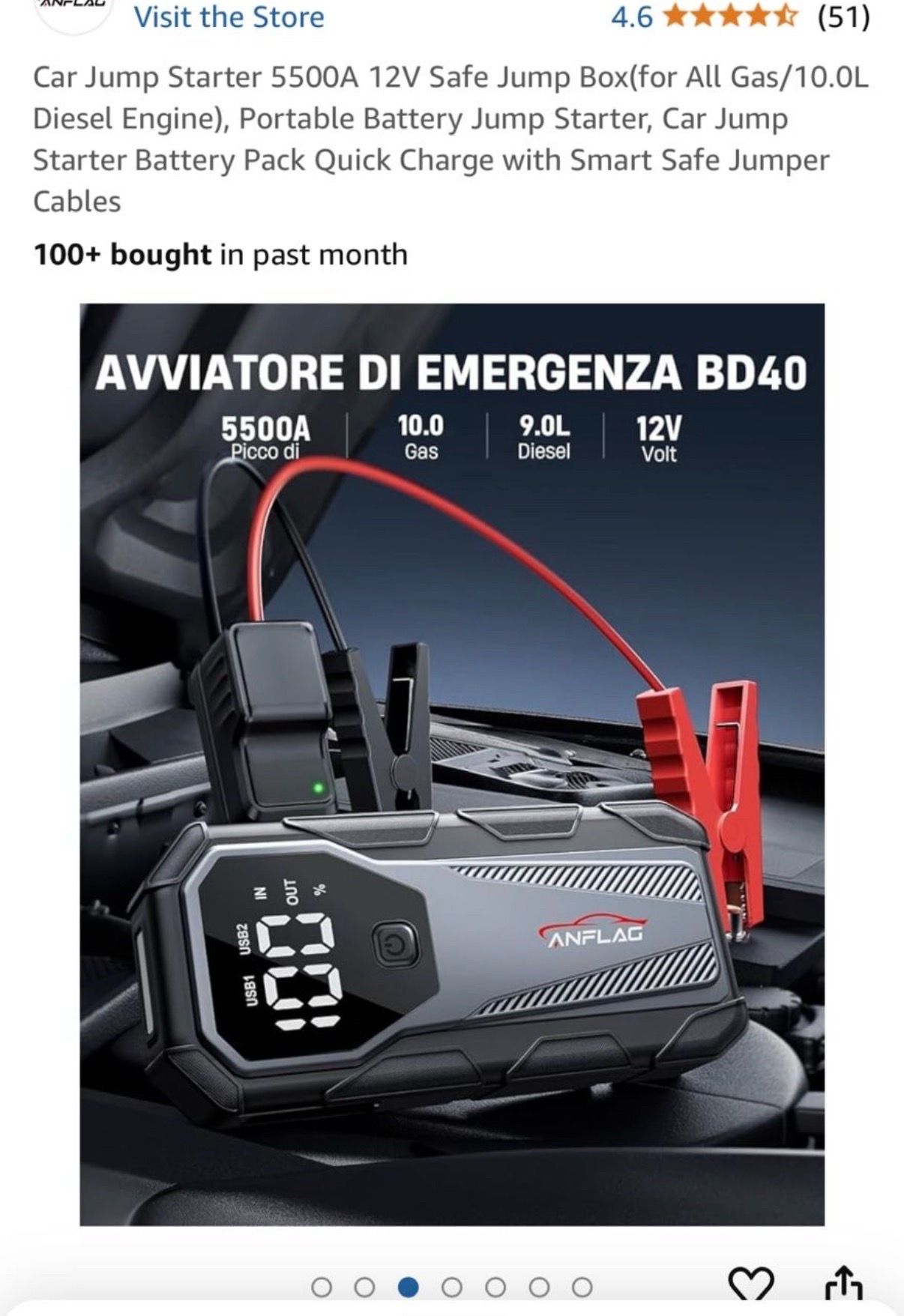 5500A 12V Portable Car Jump Starter Battery Pack - photo 4