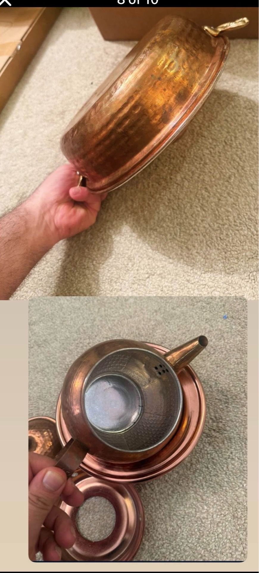 Handcrafted Pure Copper Antique Cooking Pot with Lid - photo 4