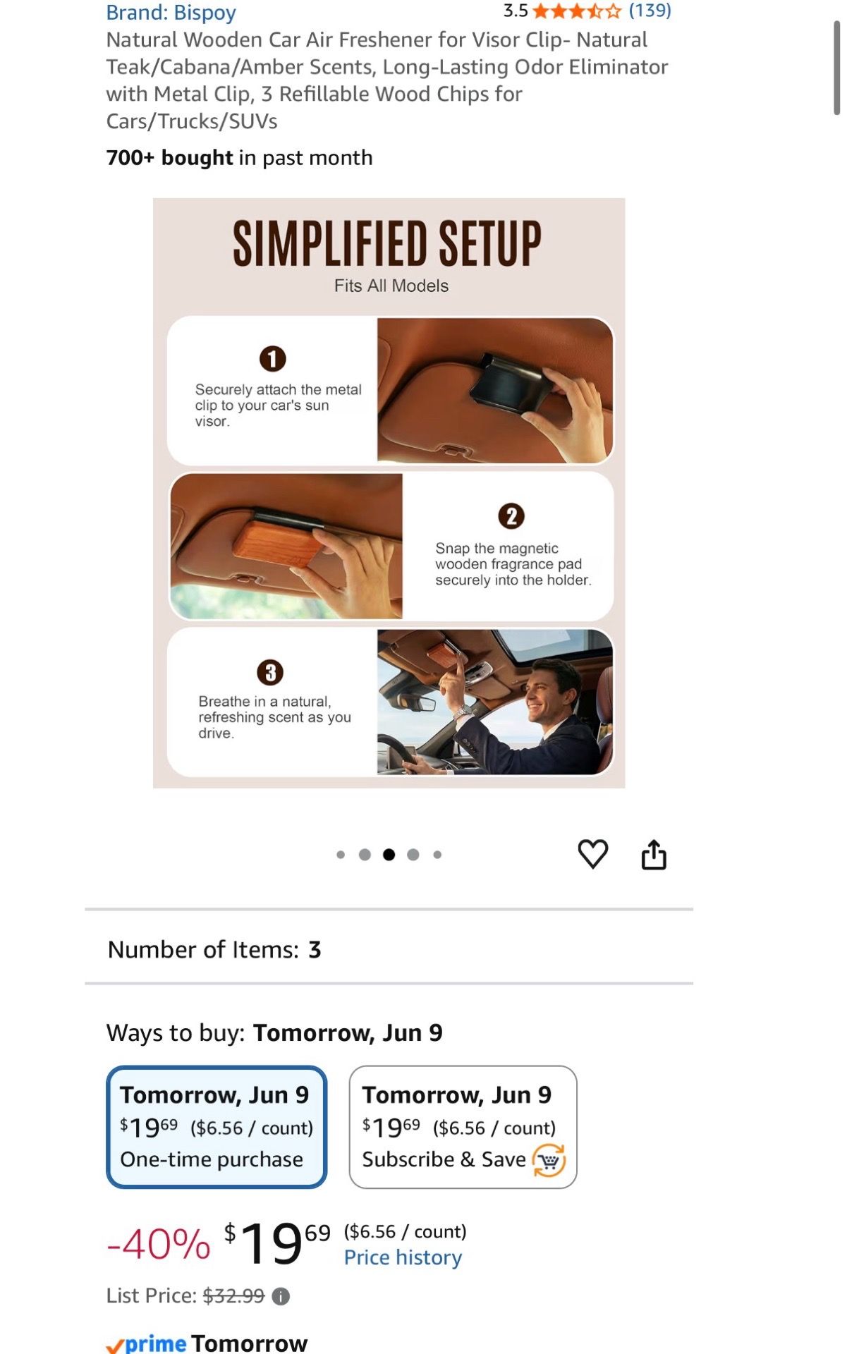 Natural Wooden Car Air Freshener with 3 Refillable Chips - photo 4