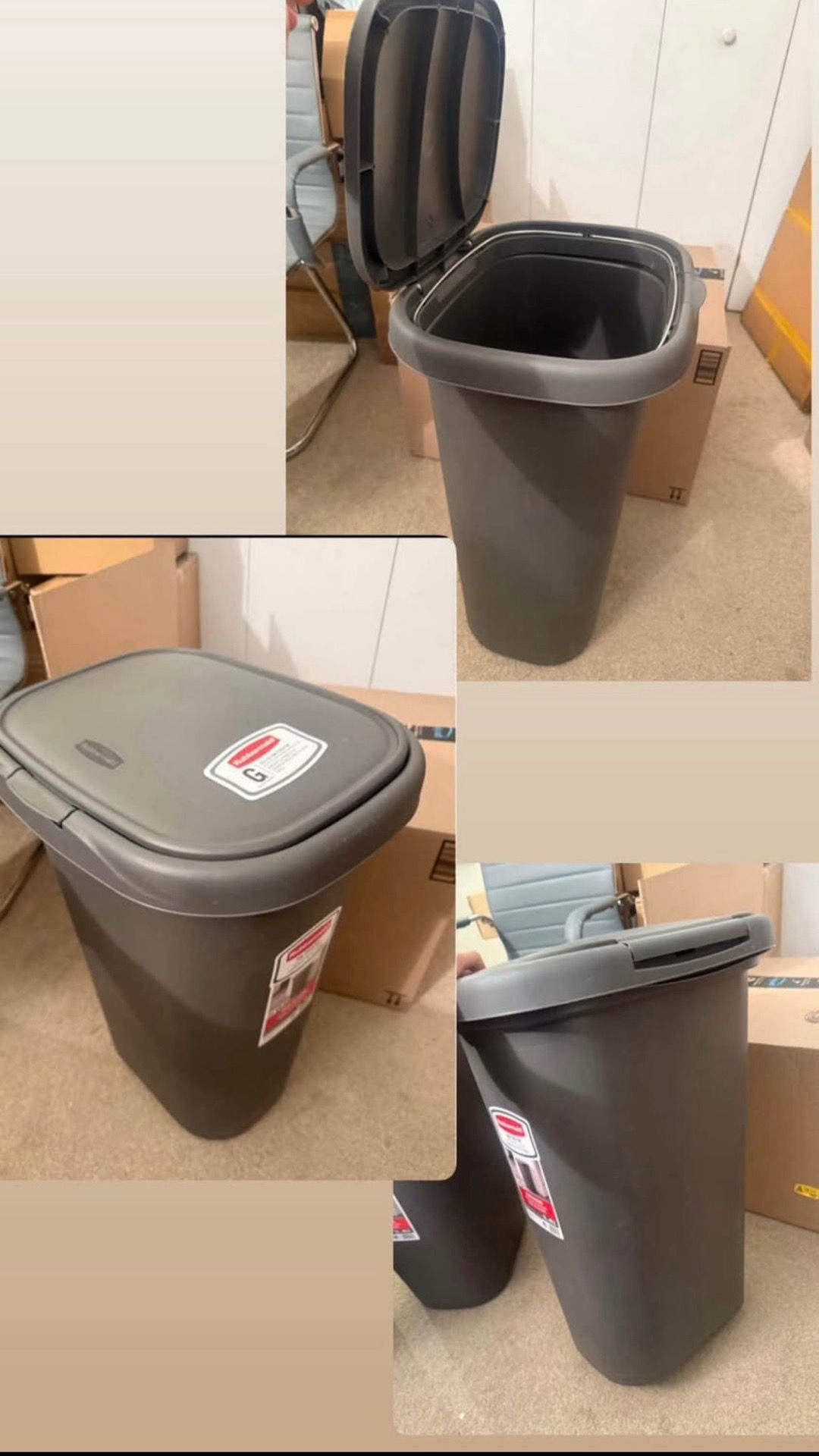 Wastebasket/Trash Can, 10.25-Gallon, Beige, Plastic - photo 5