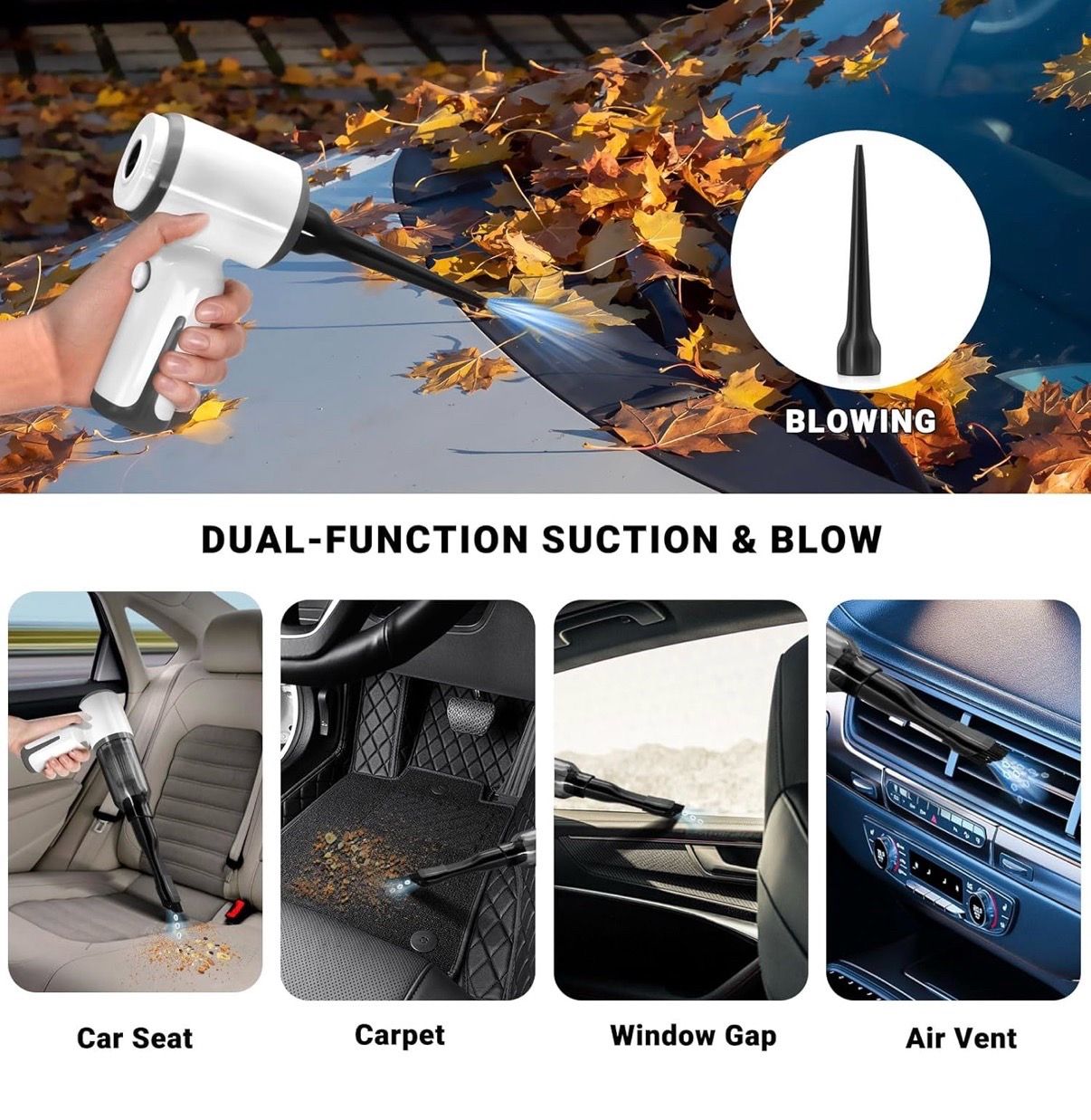 3-in-1 Cordless Car Vacuum & Air Duster Blower - photo 5