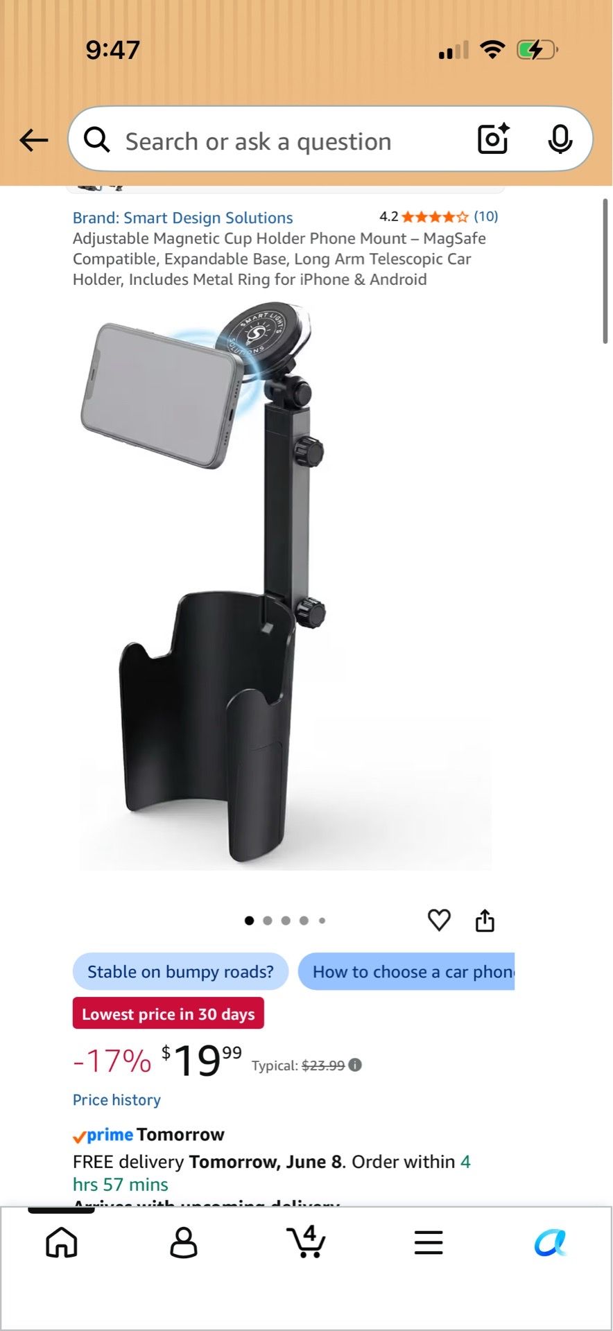 Adjustable Magnetic Cup Holder Phone Mount - photo 3