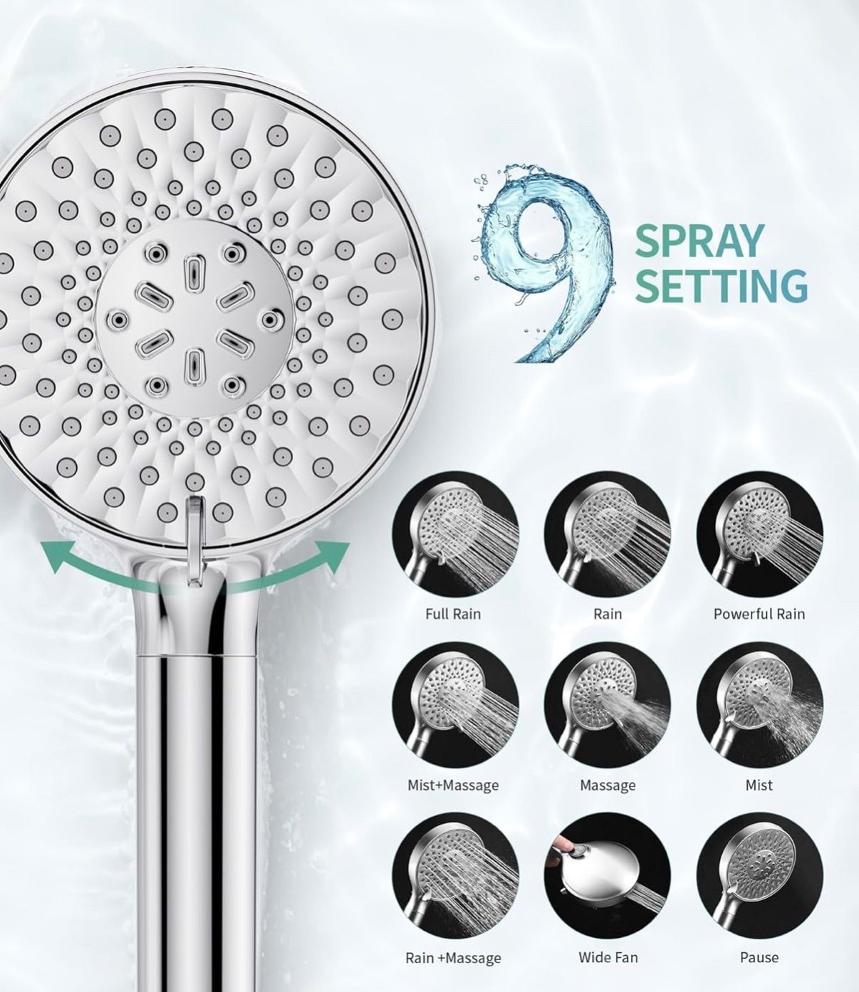 Filtered Shower Head with Handheld 9 Spray Mode - photo 4