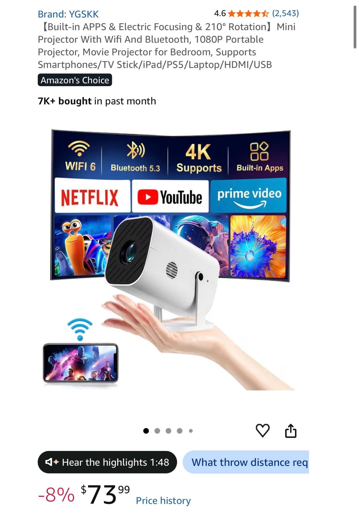 Portable 1080P Outdoor Movie Projector with Android/WiFi/BT - photo 2