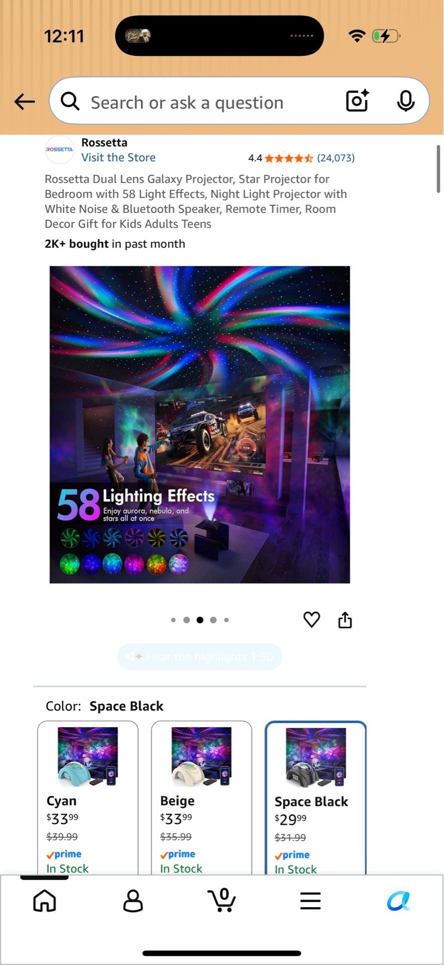 Dual Lens Galaxy Projector with Bluetooth Speaker & Remote - photo 2