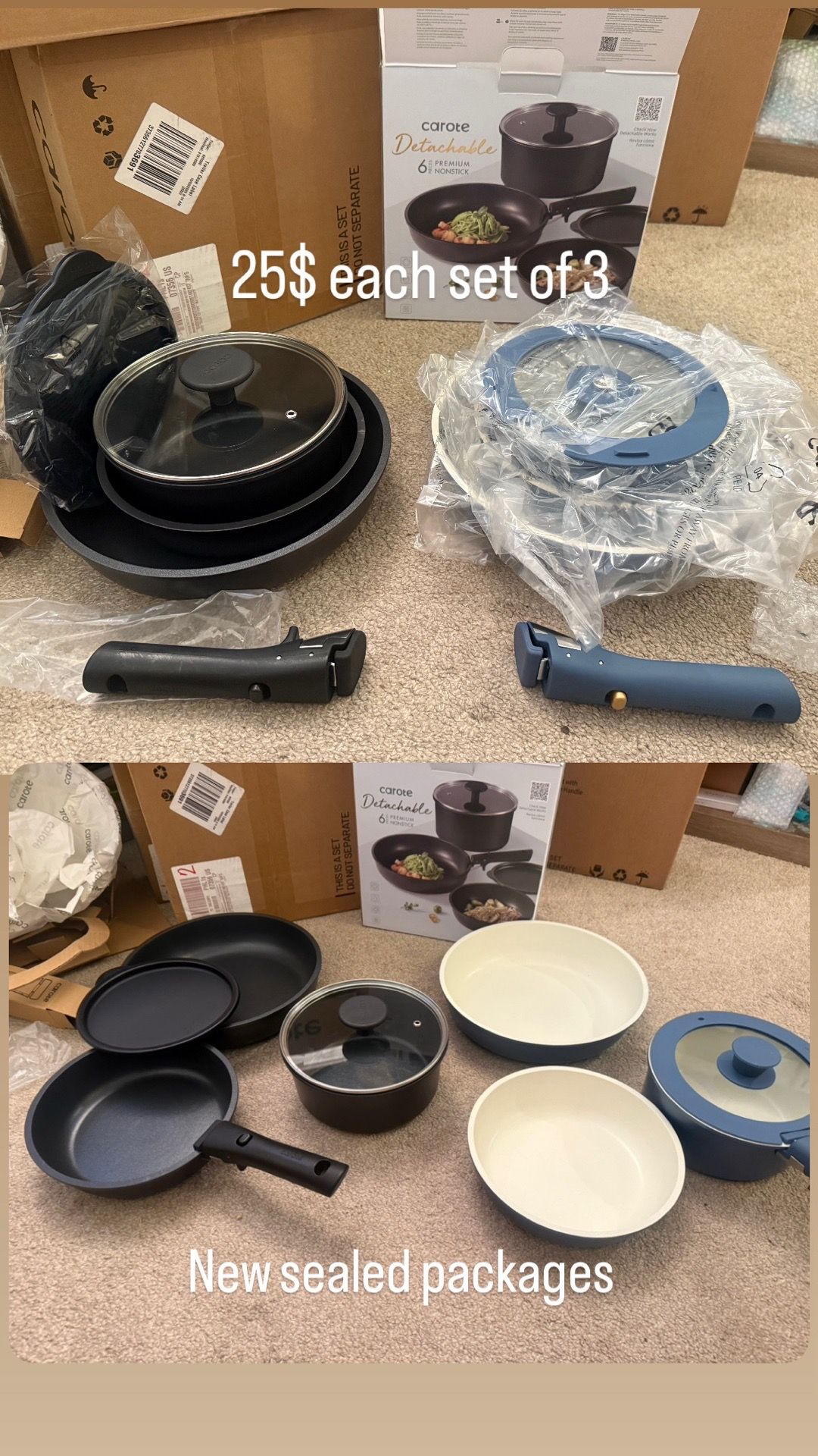 Nonstick Cookware Set with Detachable Handles
