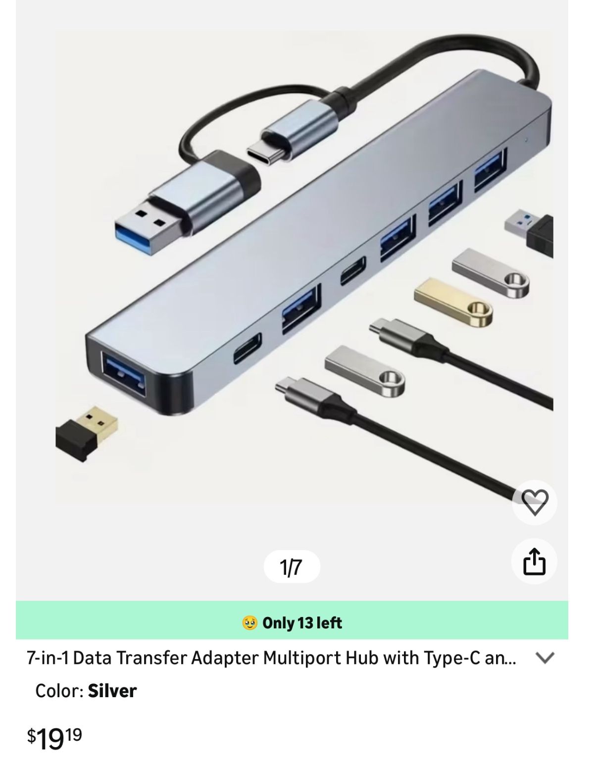 7-in-1 USB C Hub, High-Speed Data Transfer, 7 Ports - photo 2