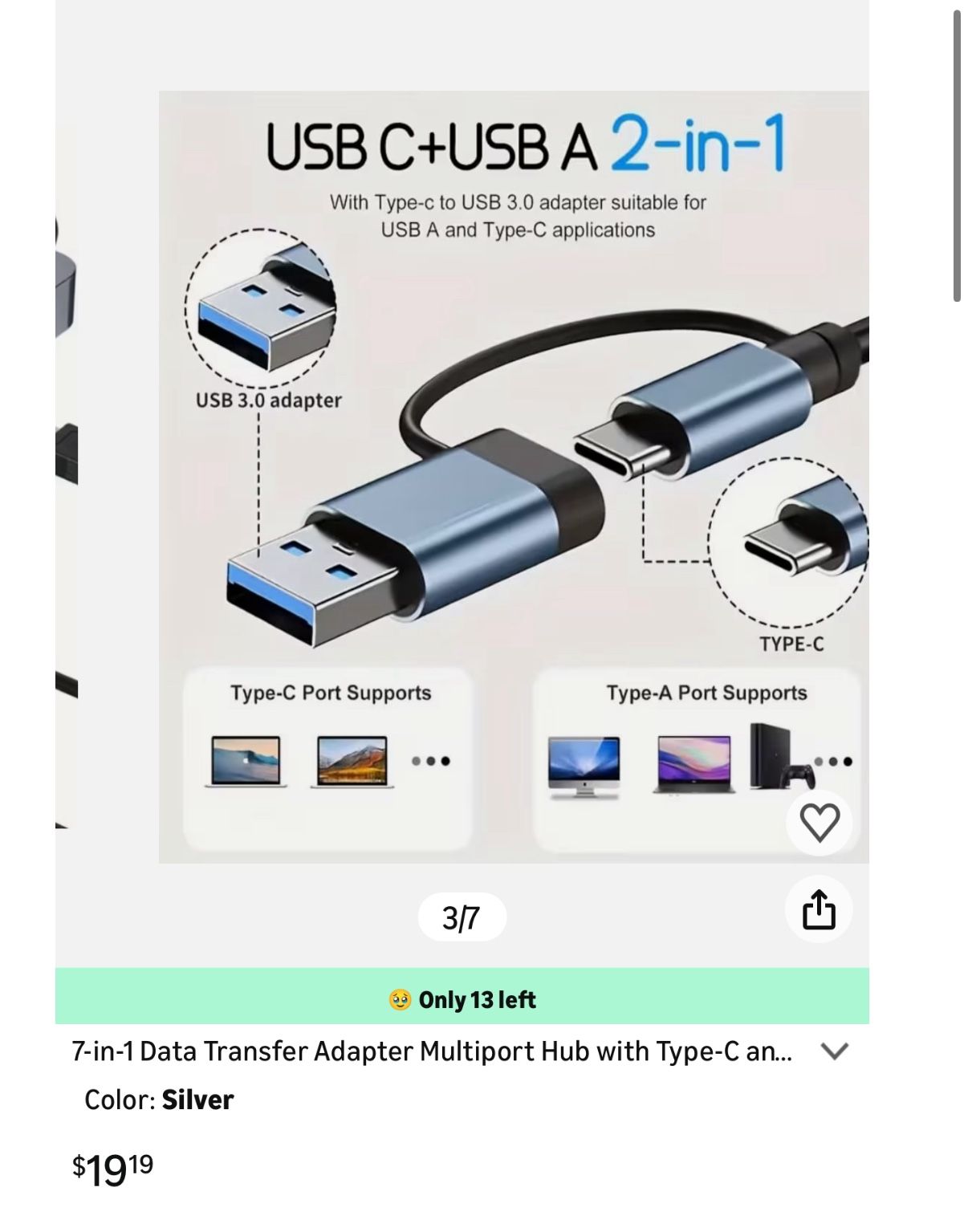 7-in-1 USB C Hub, High-Speed Data Transfer, 7 Ports - photo 3