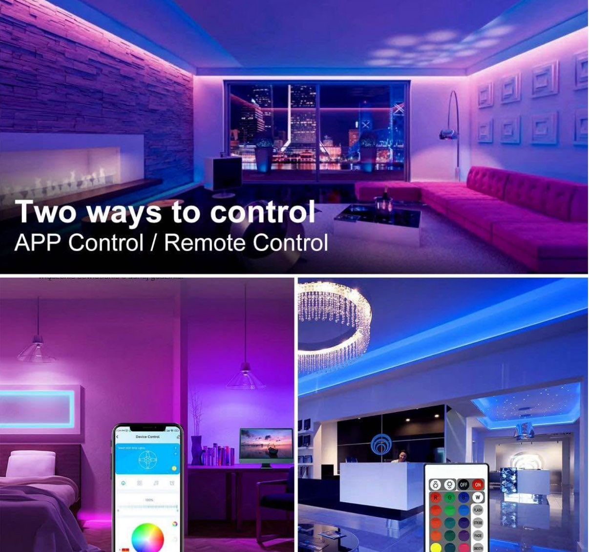 100 ft LED Strip Lights with APP & Remote Control - photo 4