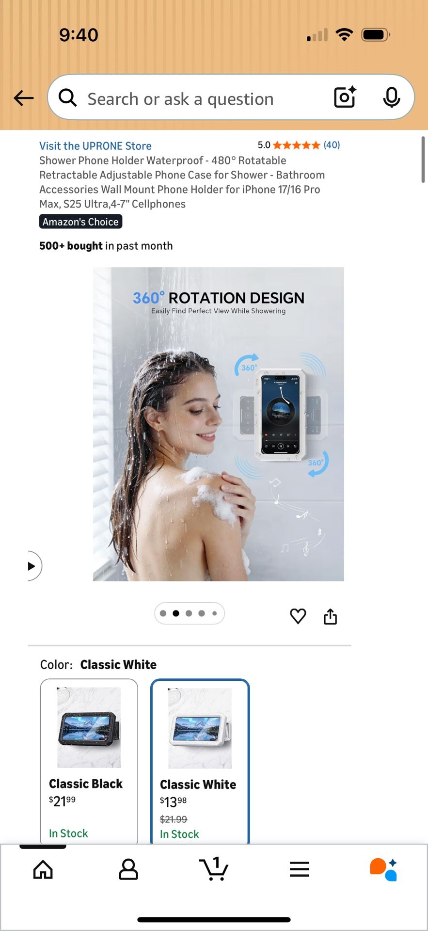 Shower Phone Holder Waterproof Rotatable Adjustable - photo 4