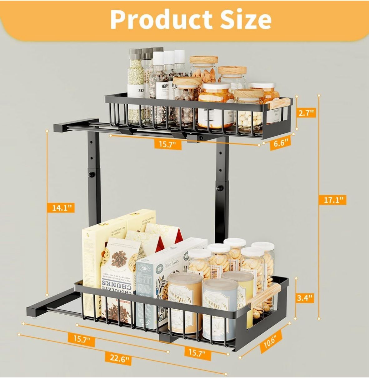 2-Tier Under Sink Organizer Slide-Out Cabinet Shelf - photo 5