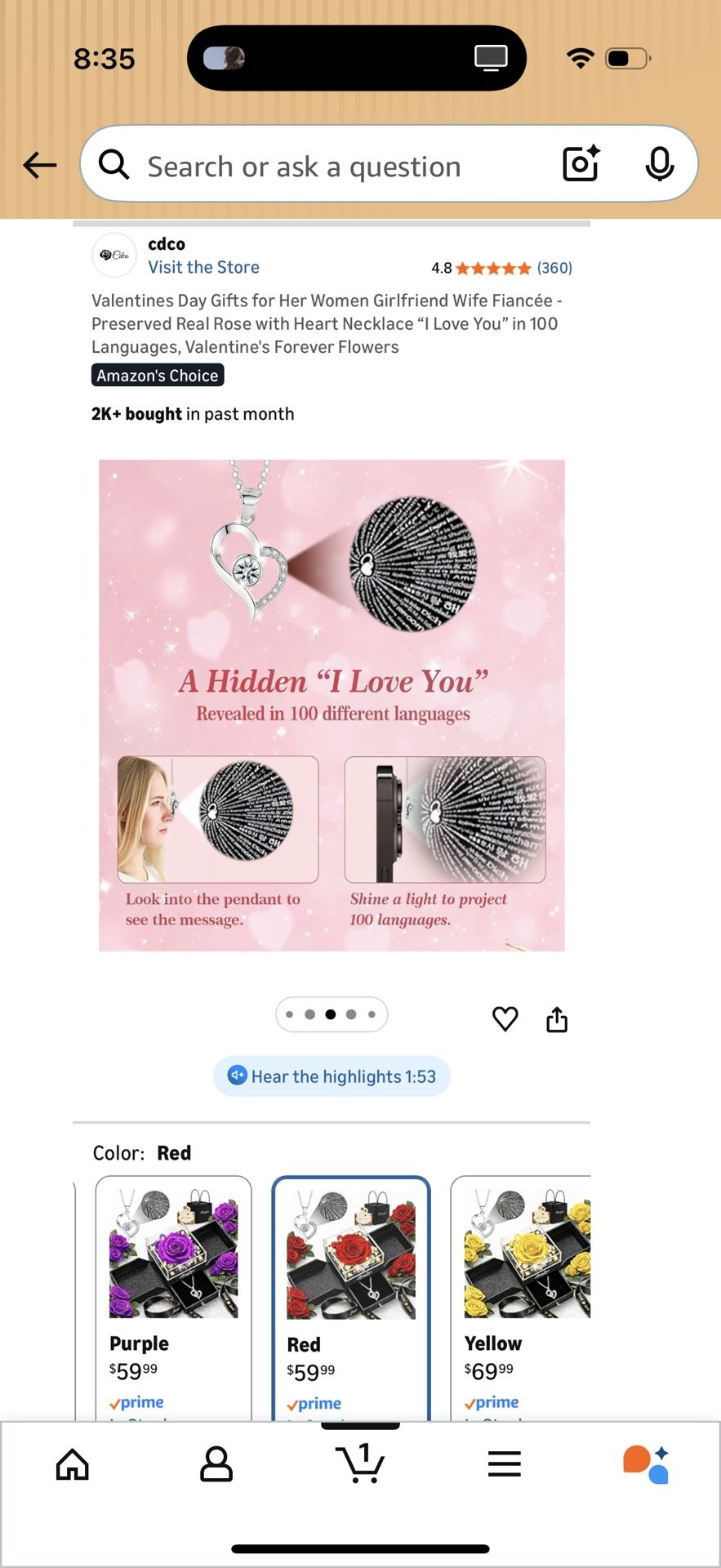 Preserved Real Rose with Heart Necklace Gift Set - photo 5