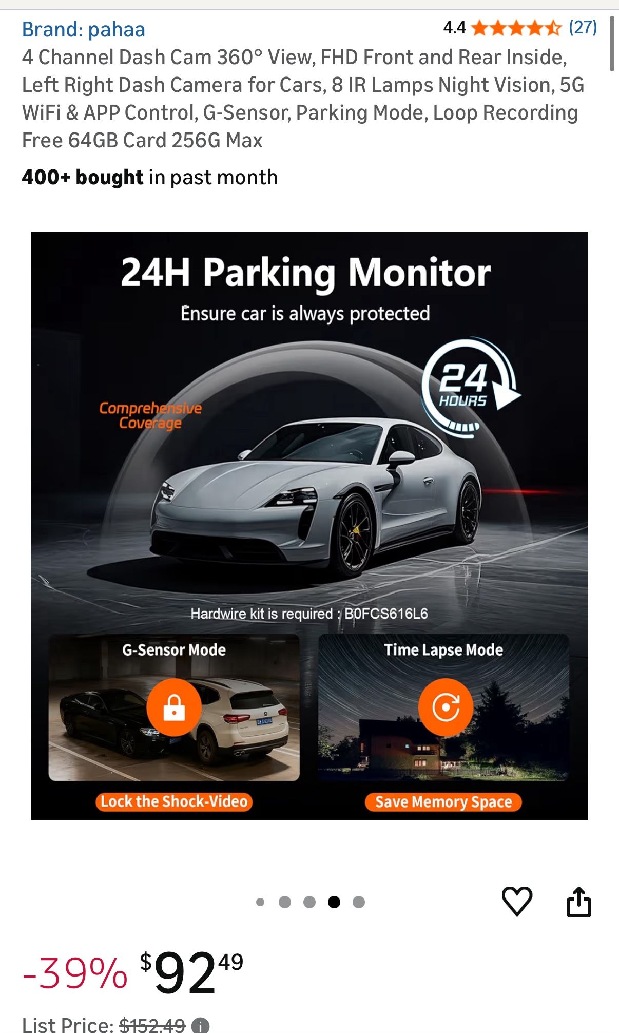 4-Channel 1080P Dash Cam 360° Panoramic View & Parking Monitor - photo 3