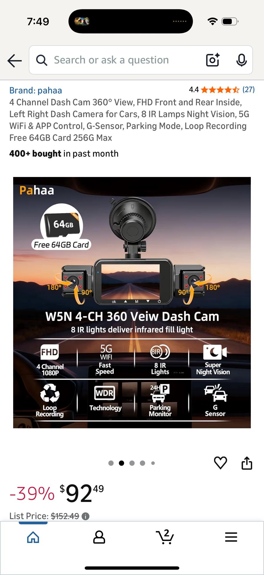 4-Channel 1080P Dash Cam 360° Panoramic View & Parking Monitor - photo 4
