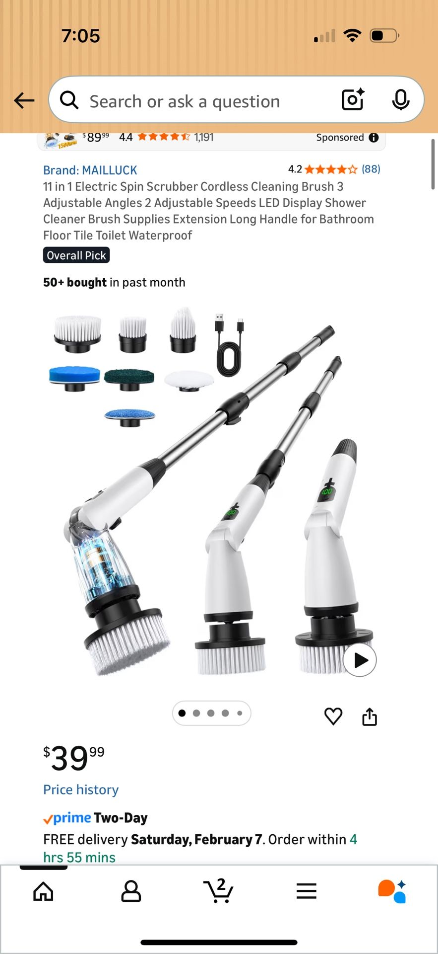 11-in-1 Electric Cordless Spin Scrubber Cleaning Brush - photo 4