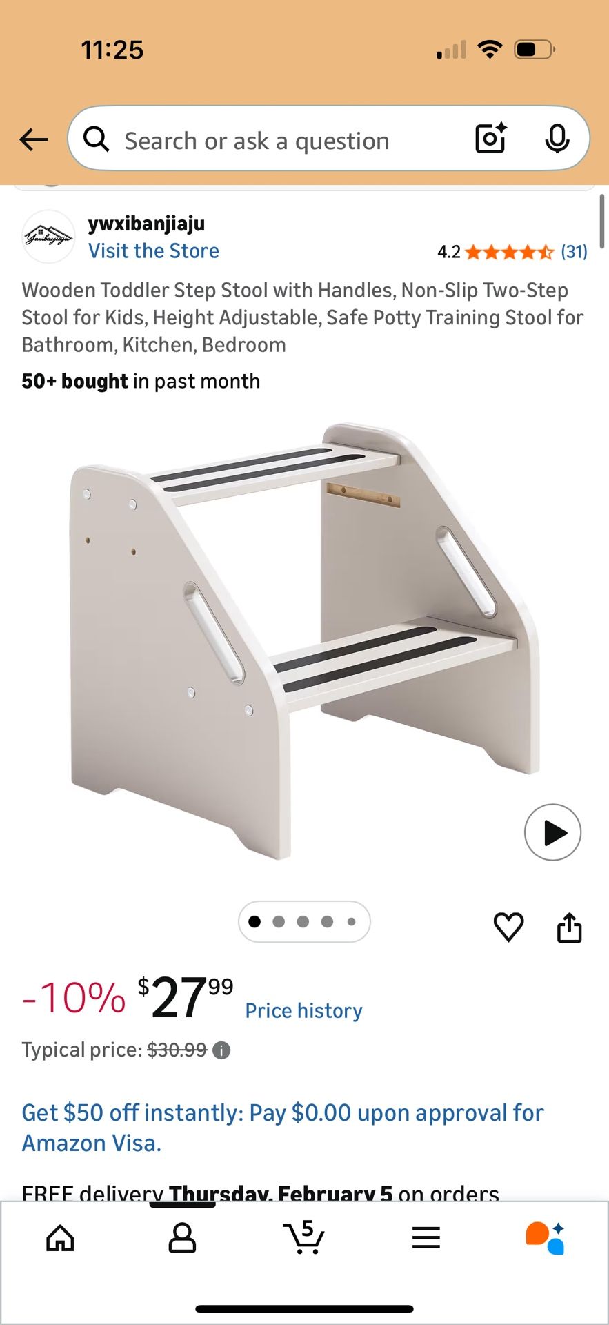 Wooden Toddler Step Stool with Handles - photo 2