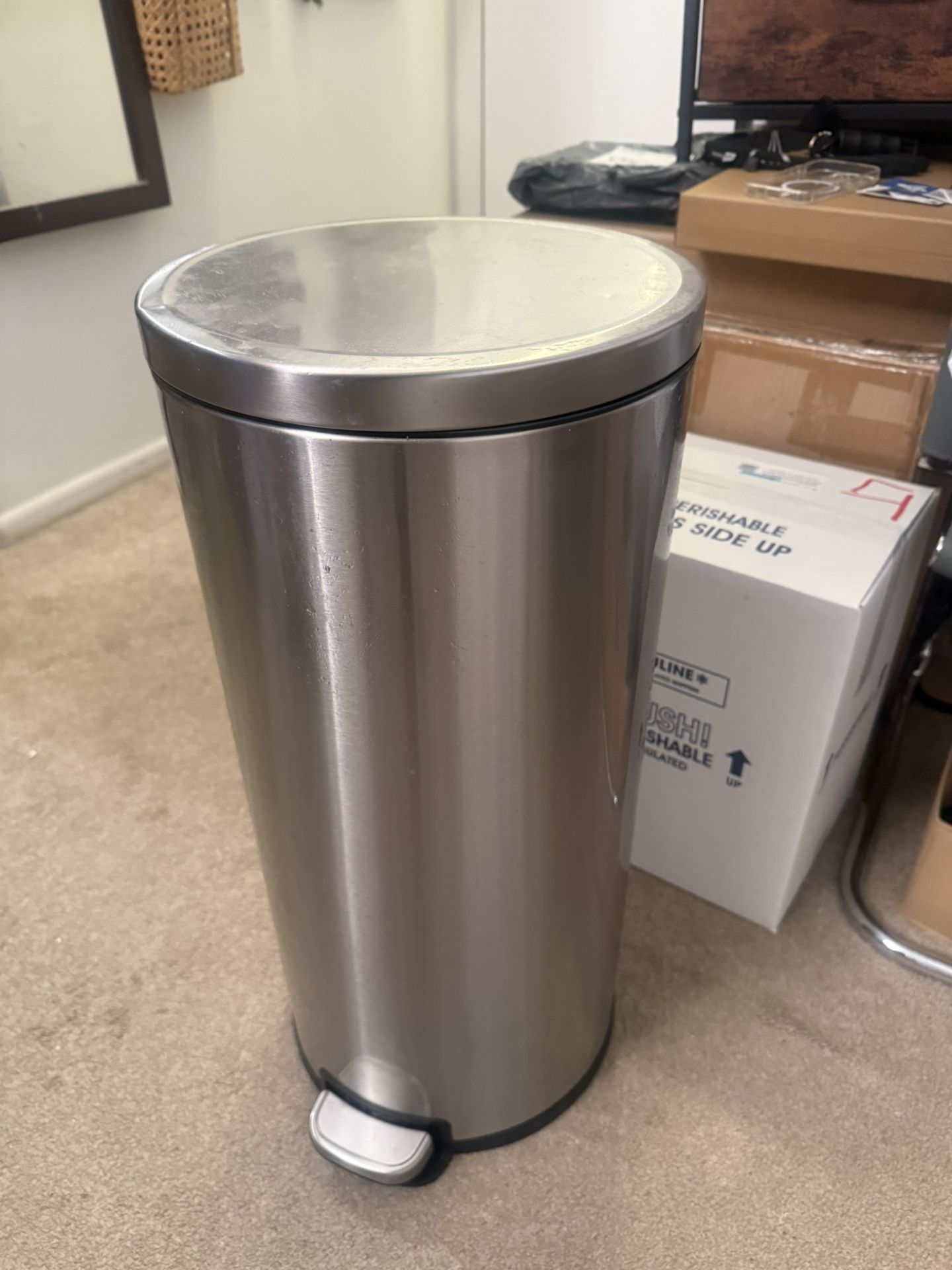 30L/8 Gallon Brushed Stainless Steel Step Trash Can - photo 2