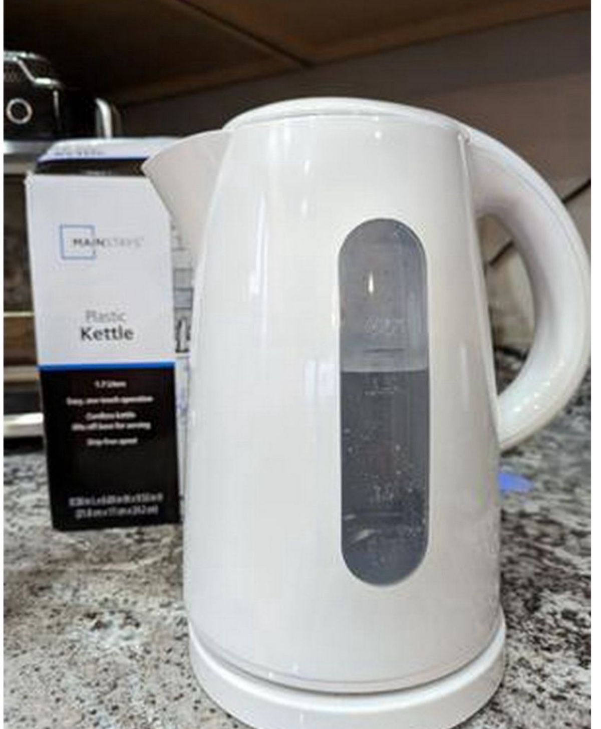 1.7-Liter Plastic Electric Kettle, White - New
