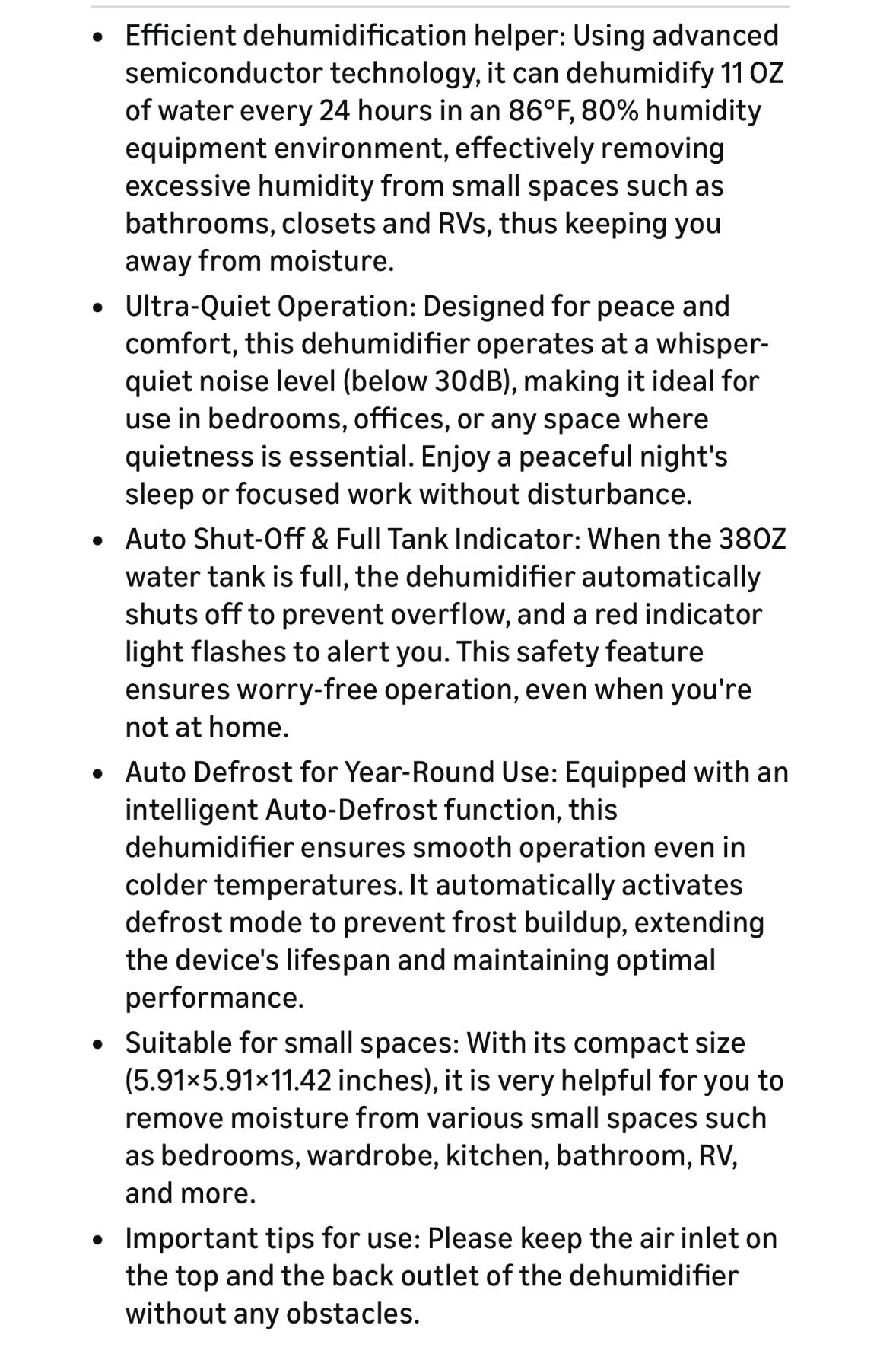 300 SQ Ft Dehumidifier 38OZ, Small, Quiet, Auto Shut Off - photo 2
